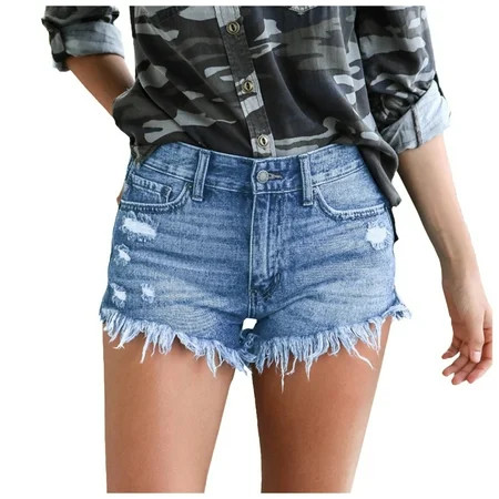Shorts With Fringes Stretch Shorts High Waisted Shorts WoMen Shorts With Pockets WoMen Denim Shorts  | Walmart (US)