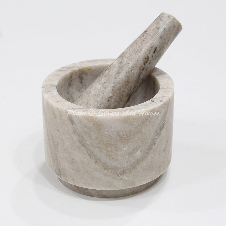 Indian Brown Mortar and Pestle Set Large Bowl Marble Pill Crusher Herbs Spice Grinder for Kitchen... | Amazon (US)