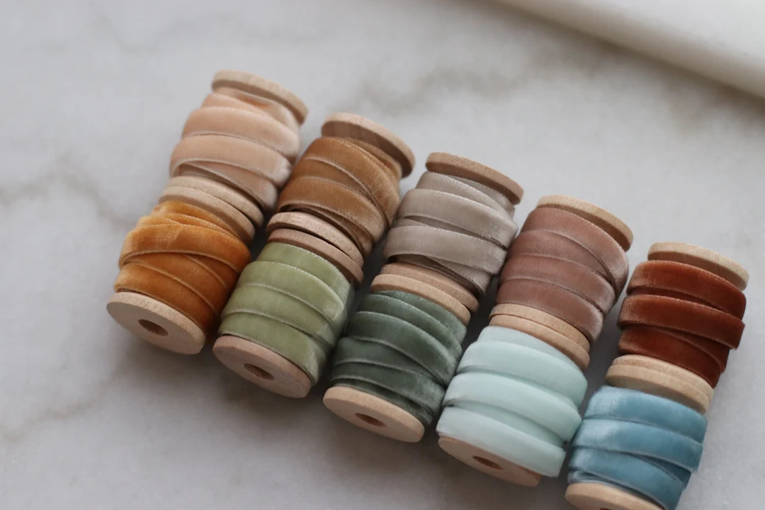 NEW 1/4" Velvet Ribbon Finished Edge w/Spool | Etsy (US)