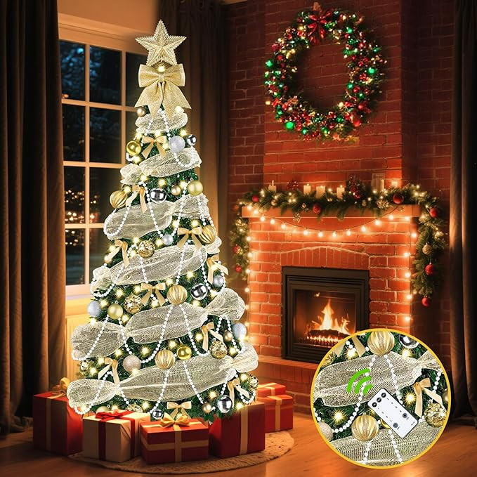 6FT Pop Up Christmas Tree with Lights, Collapsible Artificial Christmas Tree with 8 Lighting Mode... | Amazon (US)