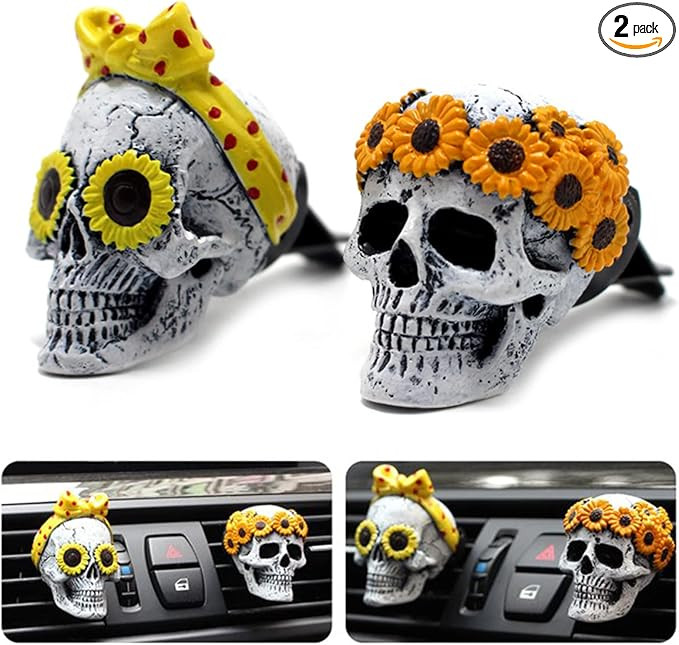 Sugar Skull Decor for Women, Sunflower Air Fresheners Car Accessories Interior Aesthetic Dashboar... | Amazon (US)