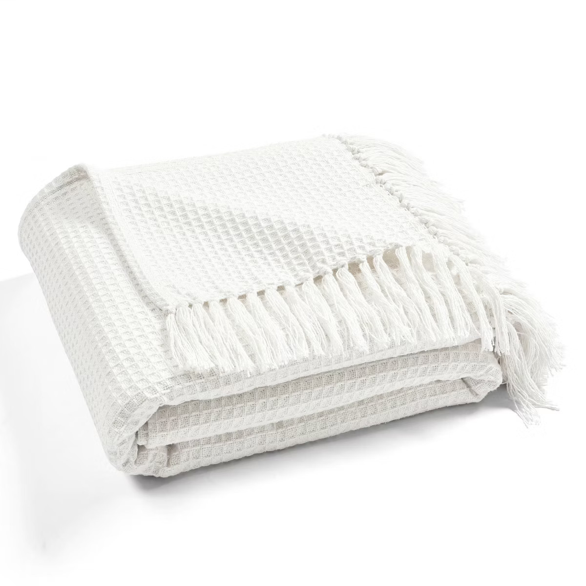 King Waffle Cotton Knit Throw Blanket White - Lush Décor: Cozy Year-Round Fabric, Modern Style, ... | Target
