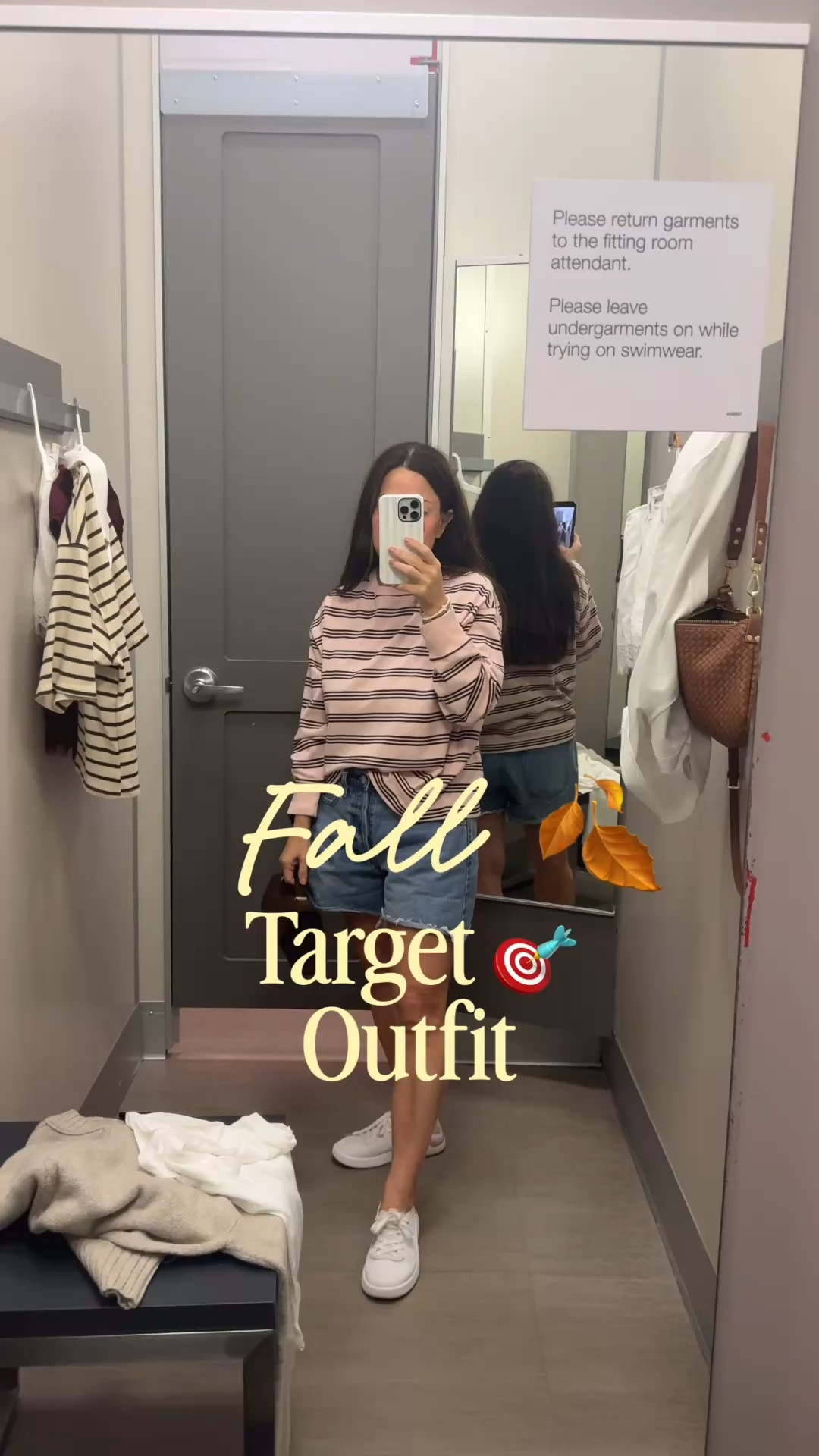 This Target fall outfit is exactly what I want to wear during that awkward summer-to-fall transition when it’s still warm outside. The striped sweatshirt with denim shorts and sneakers makes such an easy casual fall outfit for school drop off, coffee runs, errands, weekend outfits or an everyday mom outfit. I love finding Target fall fashion that feels comfortable but still pulled together, and this is an especially good petite-friendly outfit combination if you’re not ready for jeans yet. Sharing more Target try-on finds, casual fall outfits, women over 50 fall fashion, transitional fall outfit ideas and everyday affordable fashion finds in my LTK.

#LTKootd #LTKdayinmylife #LTKPetite
