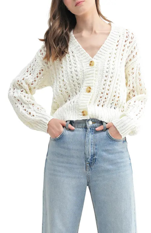 All in Favor Open Stitch Cardigan in Ivory at Nordstrom, Size Large | Nordstrom