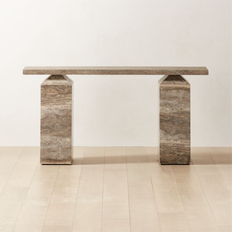 Civita Modern Brown Travertine Console Table | CB2 | CB2