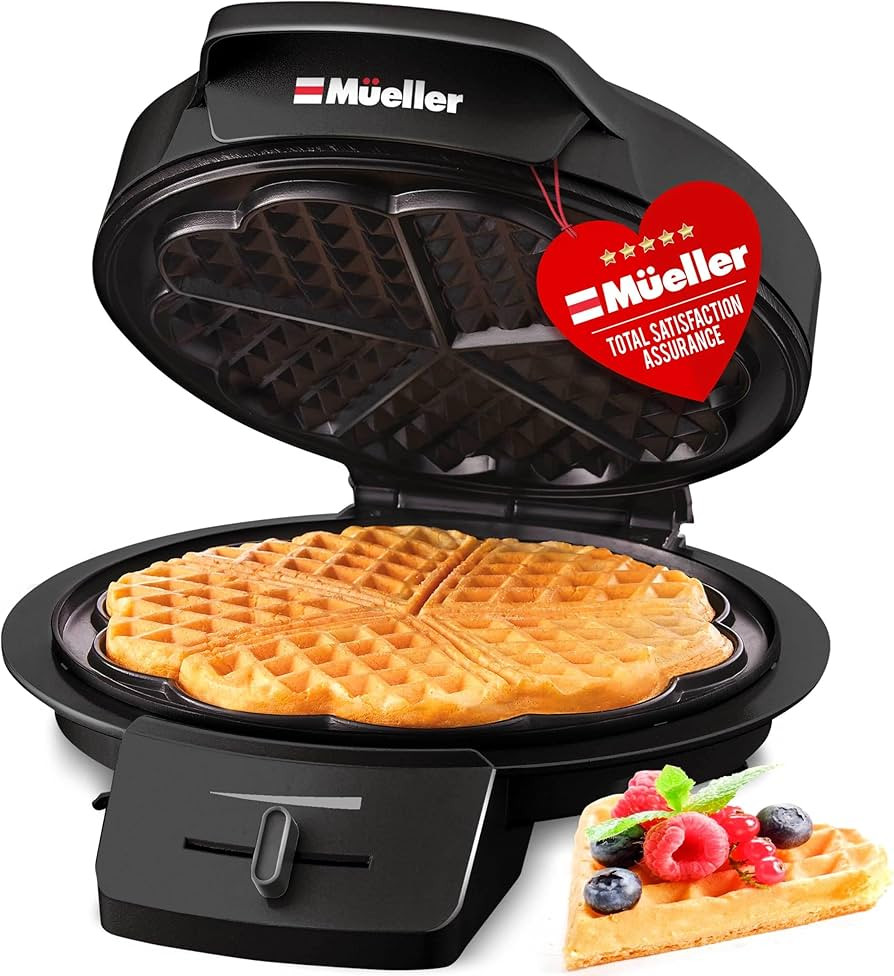 Mueller Heart Waffle Maker, 5 Belgian Waffle Iron, Adjustable Browning Control, Cool Touch Handle... | Amazon (US)