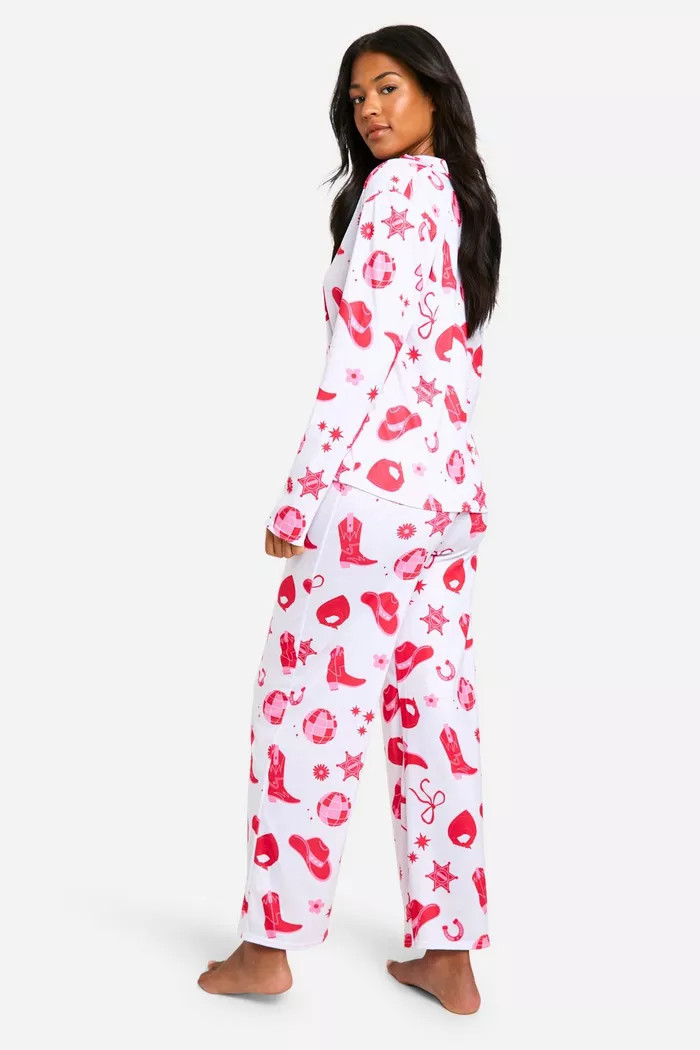 Tall Cowgirl Print Pyjama Set | Boohoo.com (UK & IE)