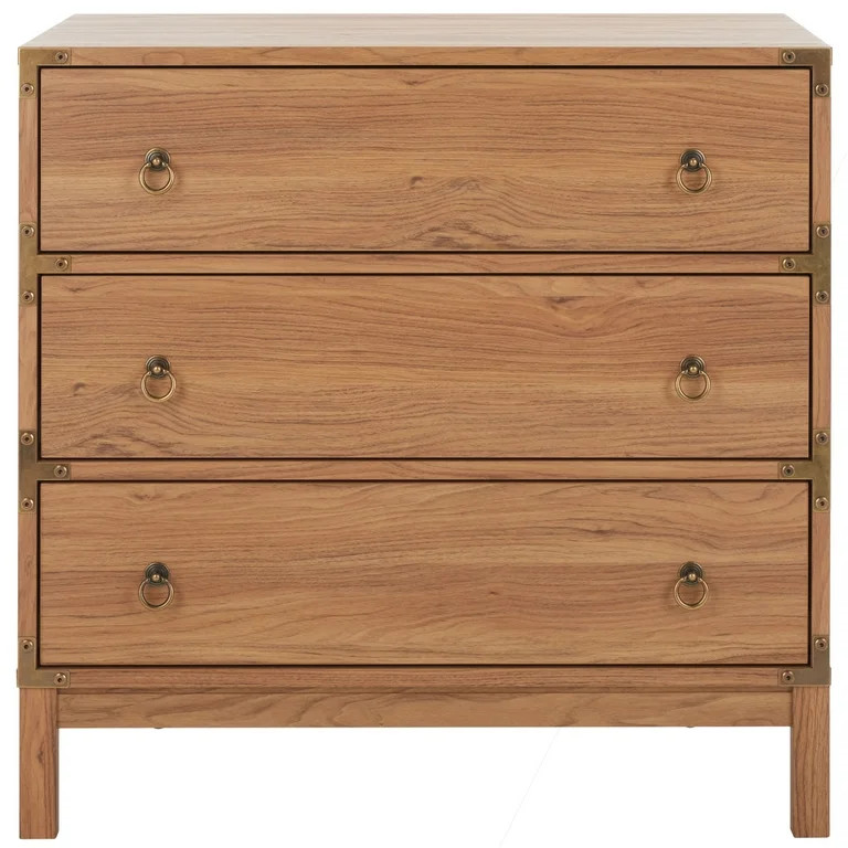 SAFAVIEH Galio Contemporary 3 Drawer Chest, Oak/Gold (30.7 in. W x 18.5 in. D x 30.6 in. H) | Walmart (US)
