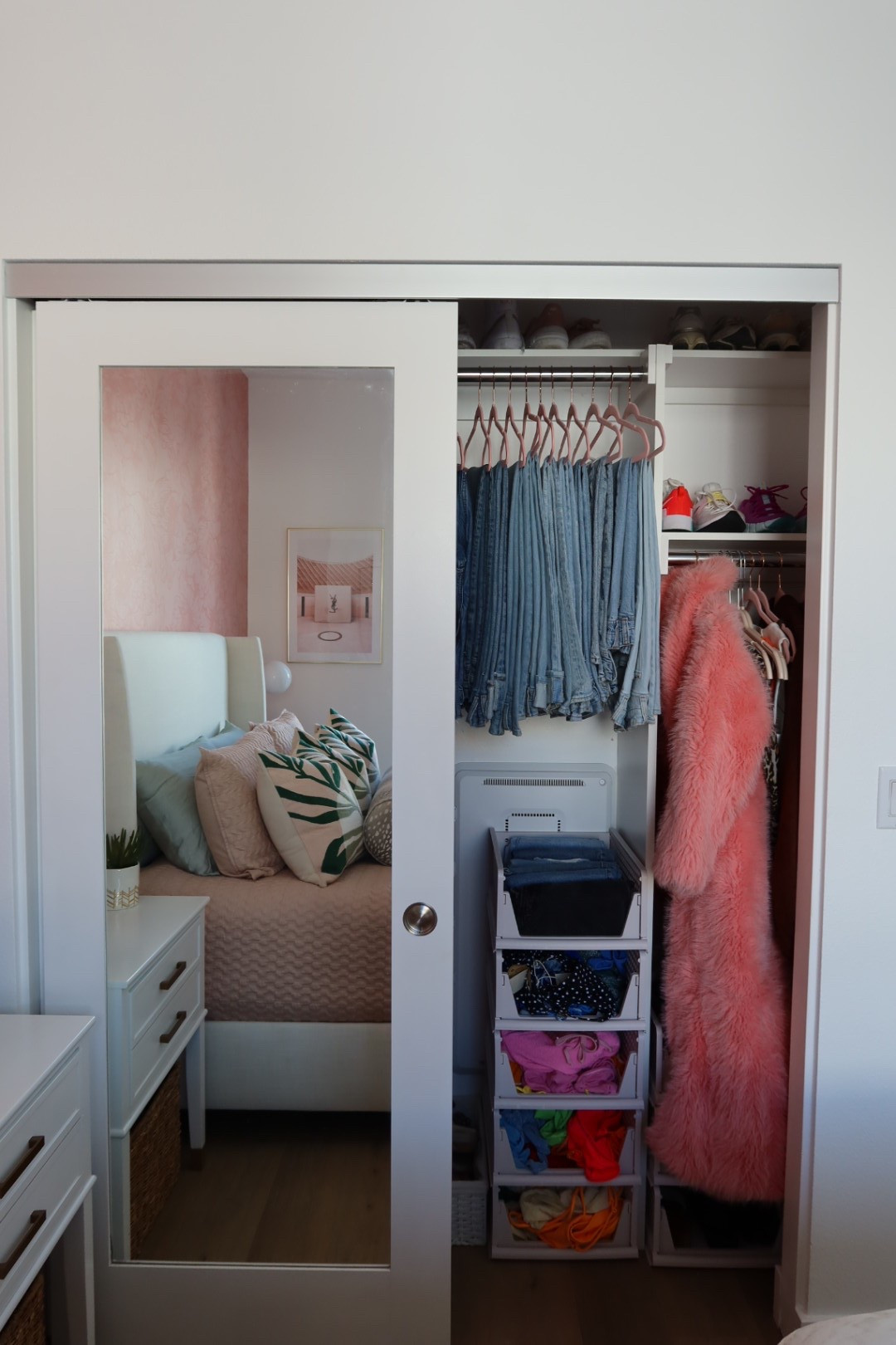 Bed room closet.. these bins I got from Amazon and are stackable and perfect for bikinis or small items. All my sandals are in the fabric bins for stacking too. 

#LTKHome #LTKFindsUnder50 #LTKSaleAlert