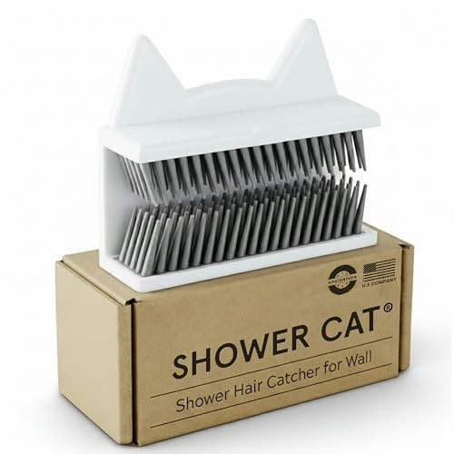 Shower Cat Shower Hair Catcher for Wall – Hair Collector for Shower & Tub, Shower Hair Trap Keeps Loose Hair Off Shower Wall & Out of Drain, Reusable Hair Catcher for Shower Wall, 3M Adhesive | Amazon (US)