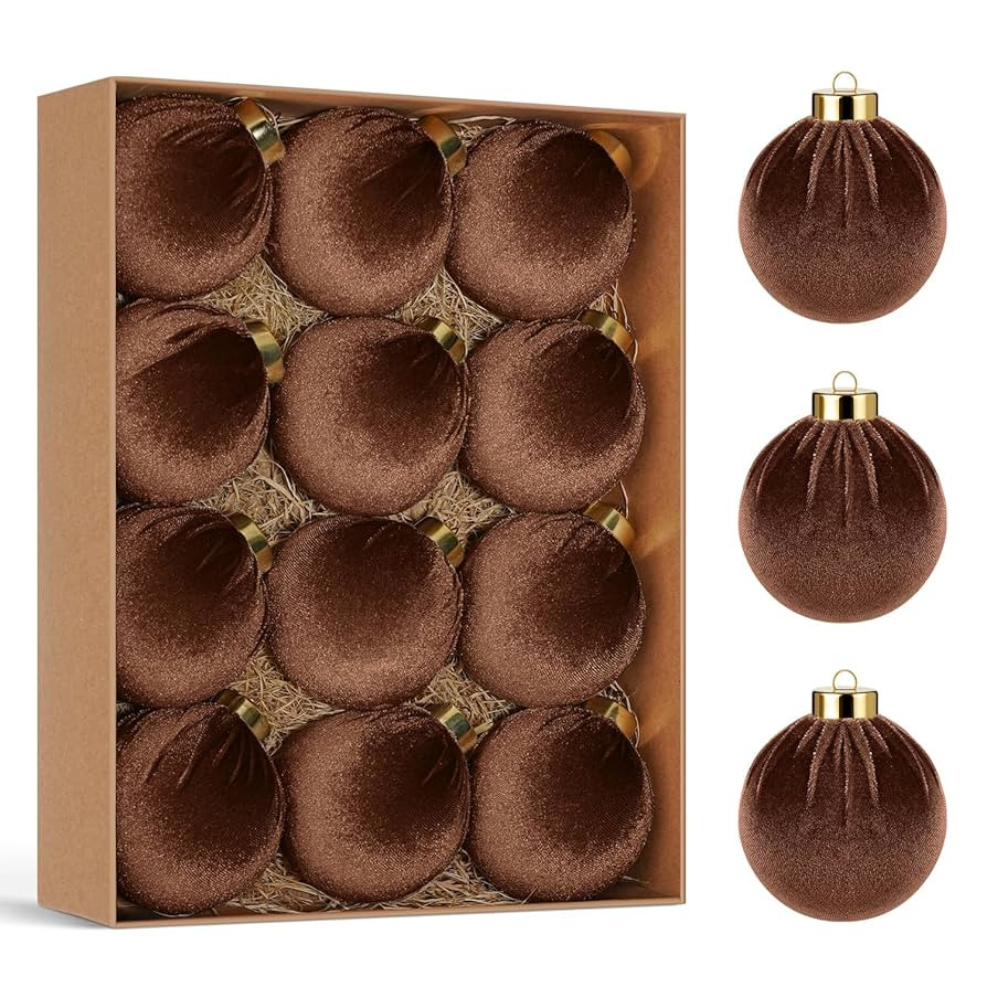 Artmag Christmas Tree Ornaments Velvet Balls, 12 PCS Plastic Shatterproof Xmas Hanging Balls for ... | Amazon (US)