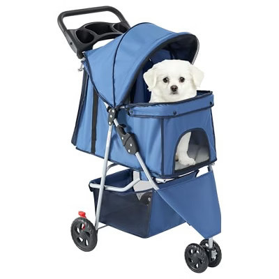 ELJGET Pet Stroller for Dogs and Cats Foldable, Lightweight, and Durable Ideal for Small to Medium Pets | Includes Storage Basket,blue | Target