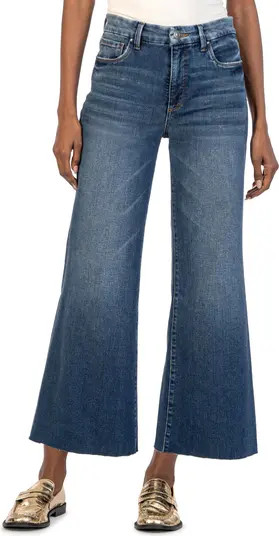 Meg Fab Ab Raw Hem High Waist Wide Leg Jeans | Nordstrom