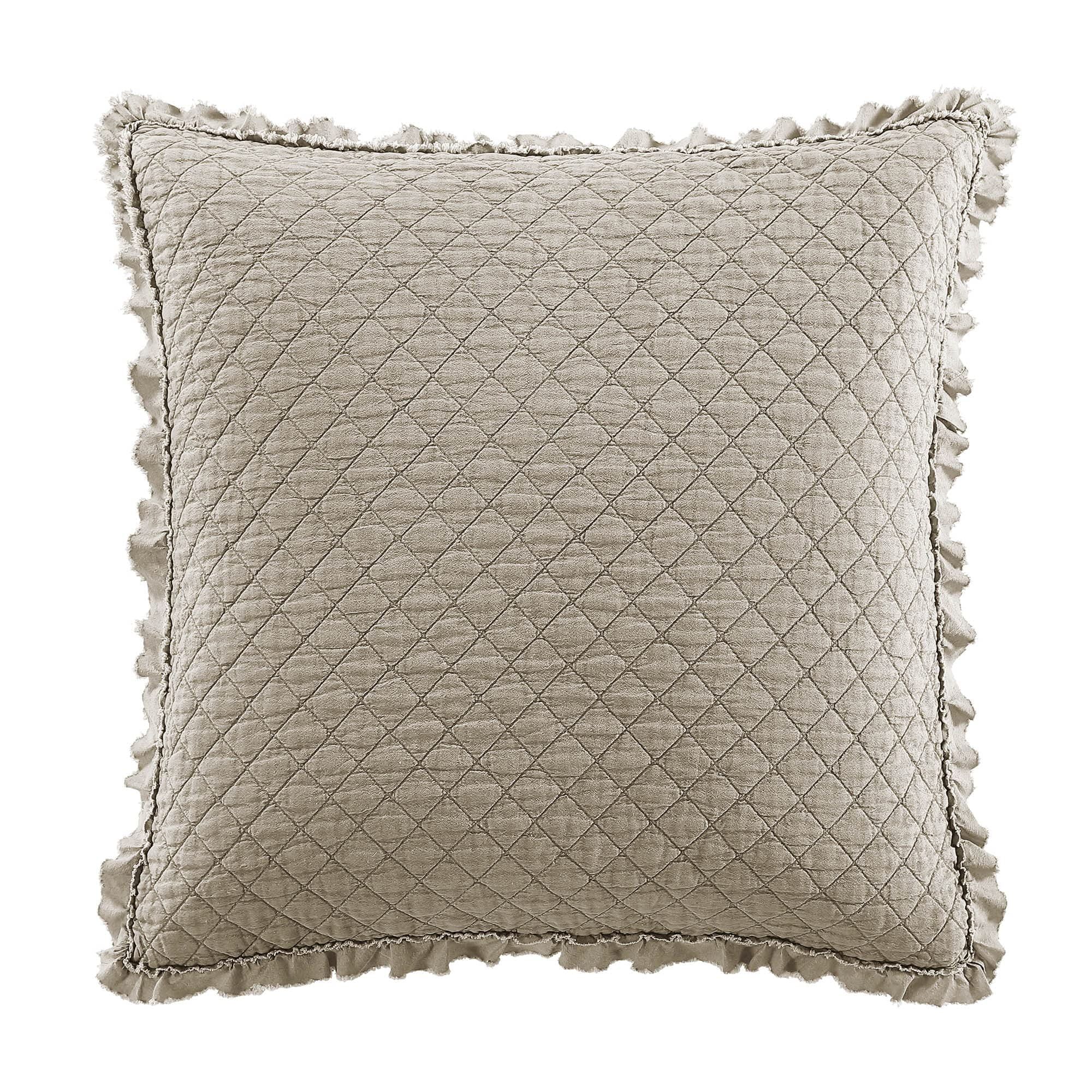 Brielle Home Ravi Stone Washed Solid Diamond Stitched Quilted Euro Sham, Euro, Linen, European | Walmart (US)