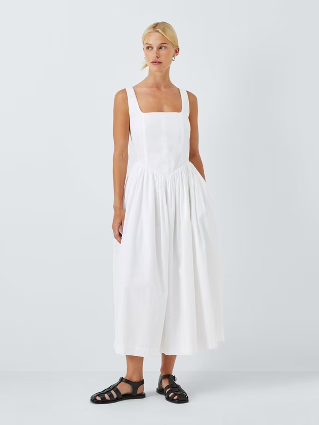 John Lewis ANYDAYCorset Maxi Dress, White | John Lewis (UK)