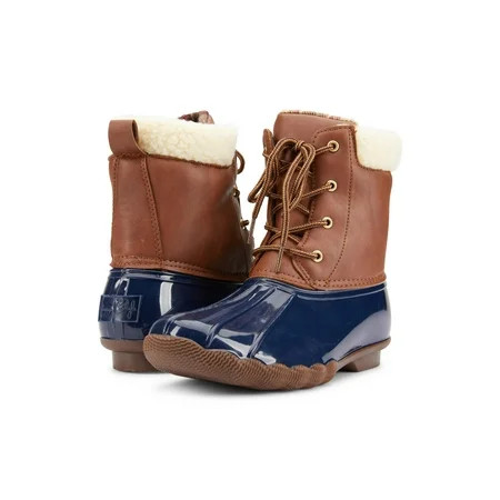 Big Girls and Toddler Duck Boots Lace Up Two Tone Combat Style Rain Duck Boots | Walmart (US)