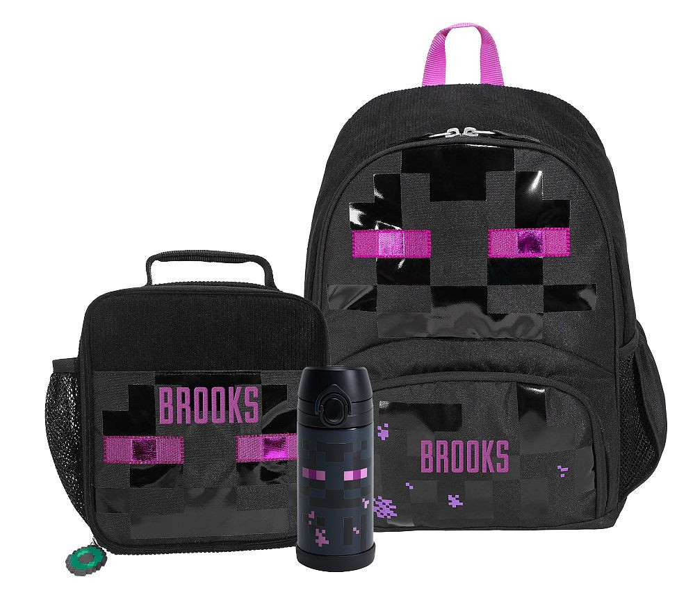 Mackenzie Minecraft™ Enderman Critter Glow-in-the-Dark Backpack &amp; Lunch Bundle, Set of ... | Pottery Barn Kids