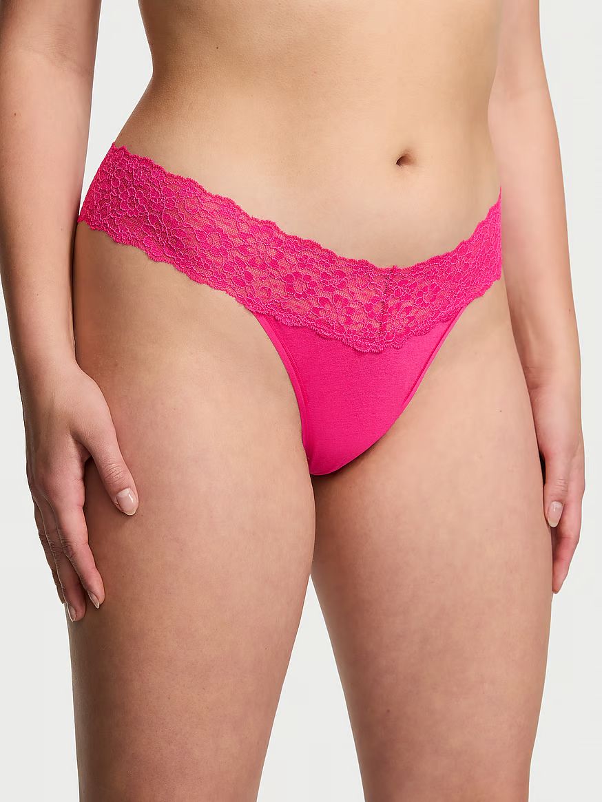 Lace-Waist Cotton Thong Panty | Victoria's Secret (US / CA )