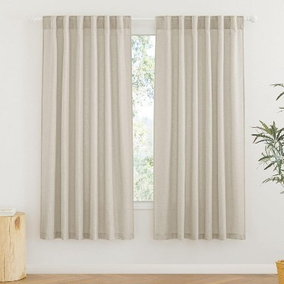 NICETOWN Mid-Length Semi-Sheer Linen Curtains Light Filtering Drapes for Bedroom Office, 52x72 Inch, 2 Panels, Angora | Target