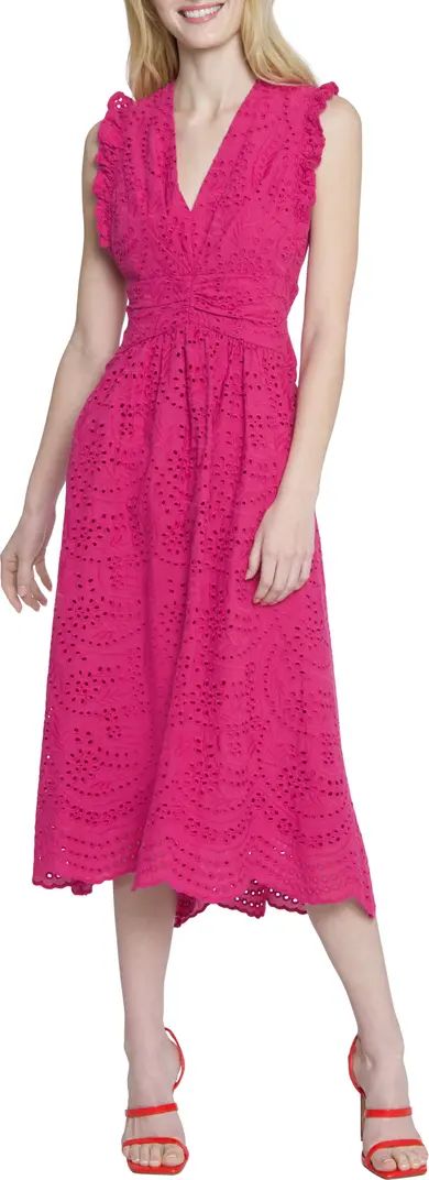 Sleeveless Embroidered Eyelet Midi Dress | Nordstrom