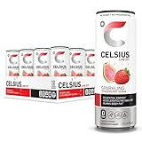 CELSIUS Sparkling Strawberry Guava Fitness Drink, Zero Sugar, 12oz. Slim Can (Pack of 12) | Amazon (US)
