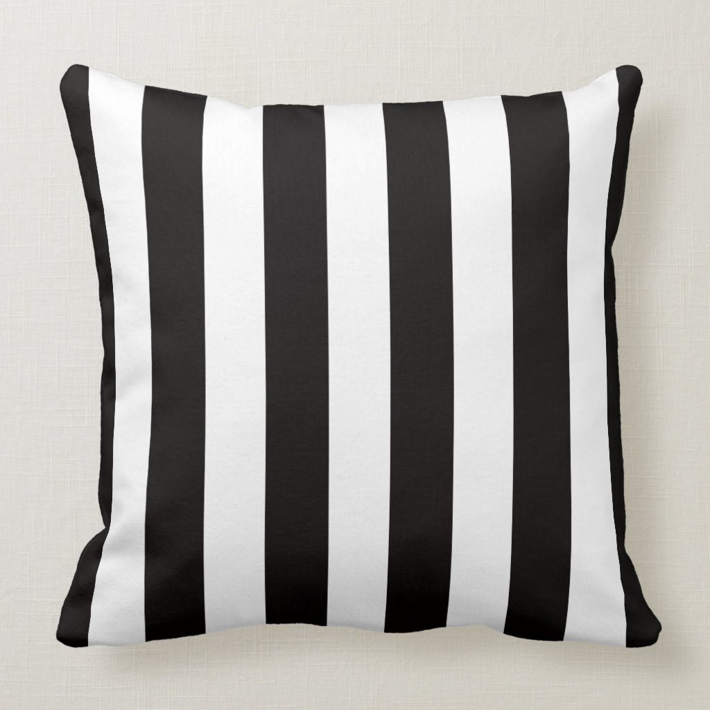 Black and White Stripe Throw Pillow | Zazzle