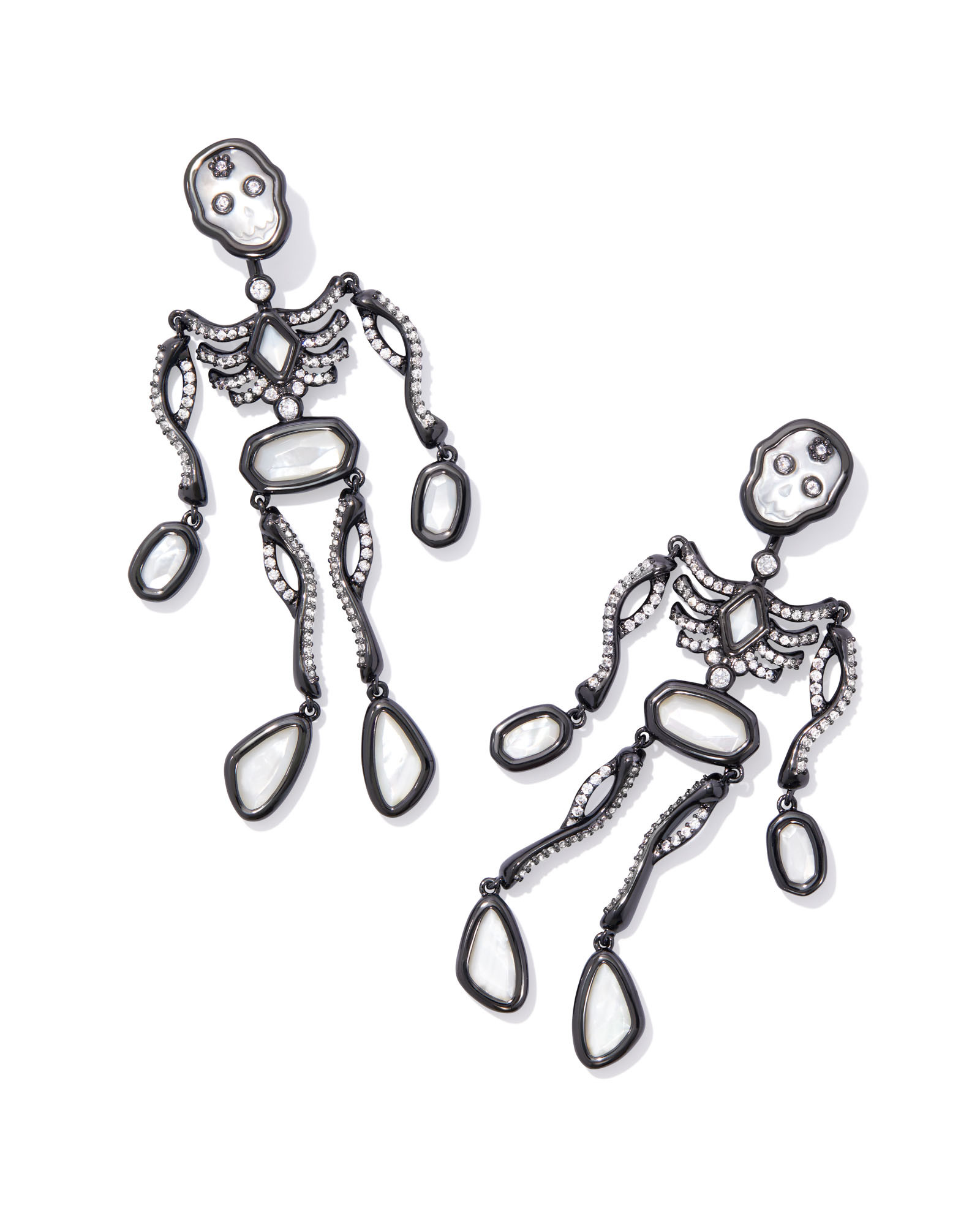 Skeleton Gunmetal Statement Earrings in Ivory Mother-of-Pearl | Kendra Scott