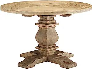 Modway Column 47" Rustic Farmhouse Pine Wood Round Kitchen and Dining Room Table, Brown | Amazon (US)