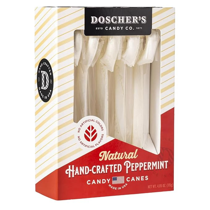 Doscher's Handmade Gourmet All-White Peppermint Candy Canes, 5 Count, Pack of 1 | Amazon (US)