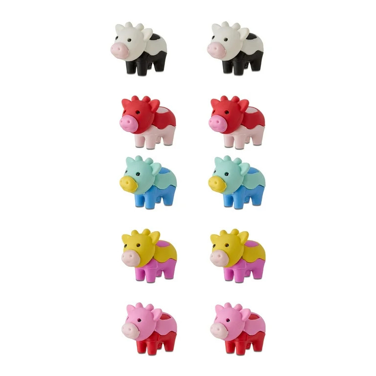 Cow Eraser Party Favors, Multicolor, 12 Count, Valentine's Day by Way To Celebrate | Walmart (US)