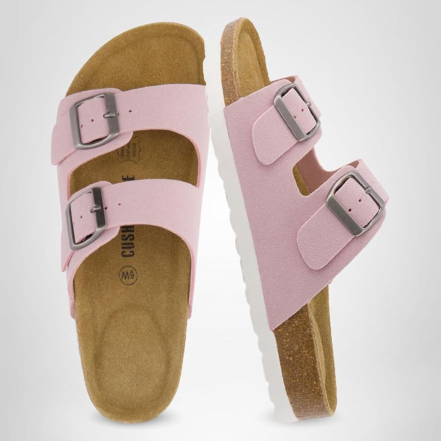 CUSHIONAIRE Lane Cork Footbed Womens Sandals Comfortable Double Buckle Slip On Sandals for Women ... | Amazon (US)