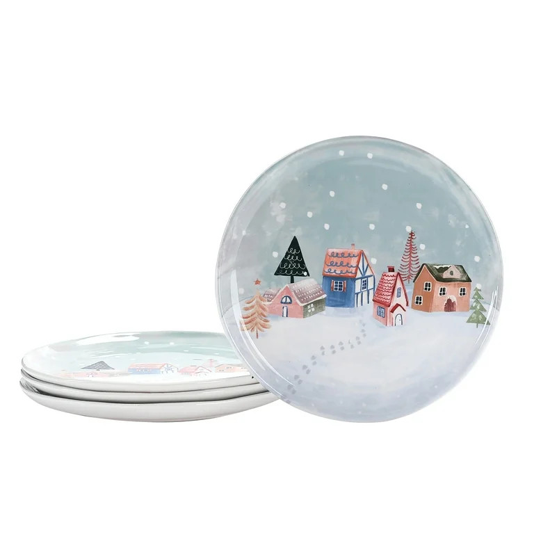 Bico Nordic Village 11 inch Dinner Plates, Set of 4, for Pasta, Salad, Maincourse, Microwave & Di... | Walmart (US)