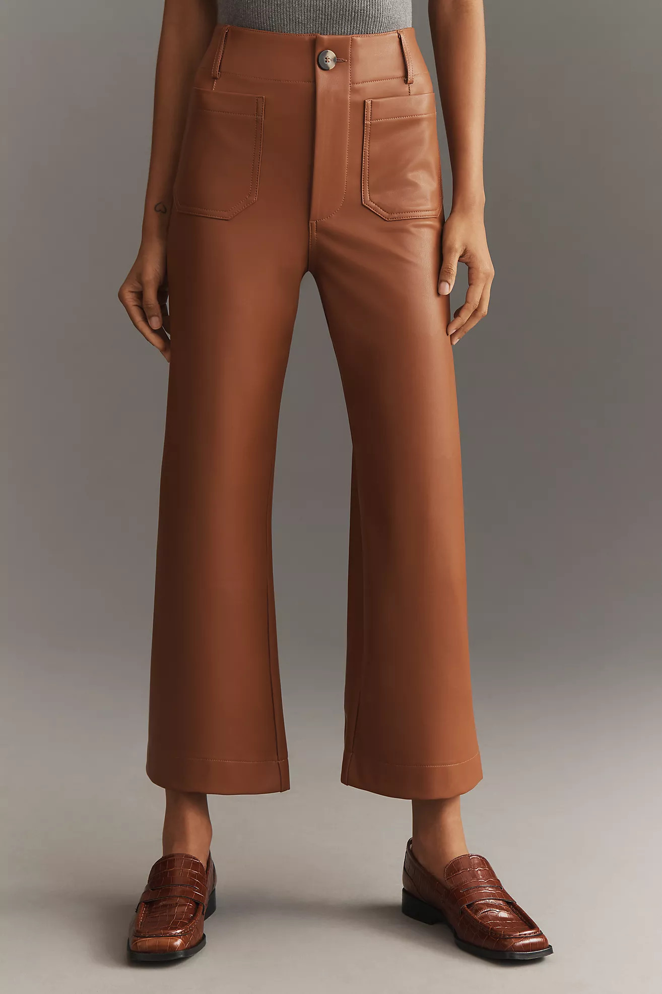 The Colette Cropped Wide-Leg Pants by Maeve: Faux-Leather Edition | Anthropologie (US)