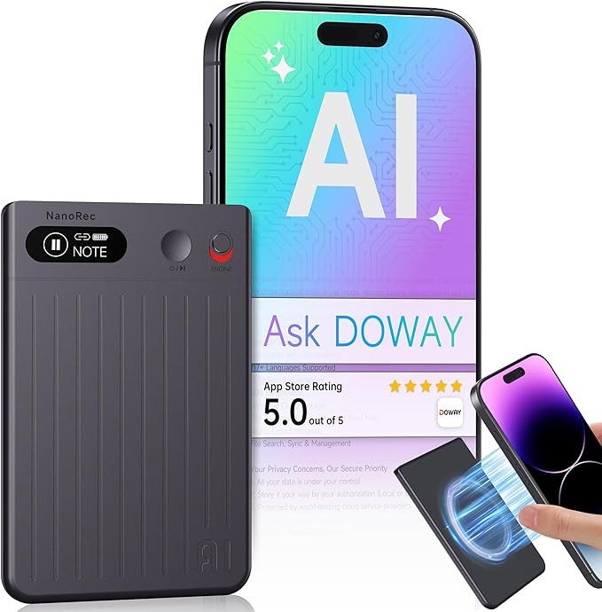 AI Voice Recorder, 64GB Audio Note Recorder – 73H Battery, USB-C Fast Charge, Magnetic Clip, 11... | Amazon (US)