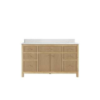 Sonoma Teak 60 in. W x 22 in. D x 36 in. H Single Sink Bath Vanity in Light Teak with 1.5 in. Empira Quartz Top | The Home Depot