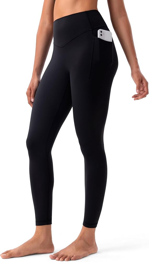 YUNOGA HugMotion No Front Seam Leggings for Women with Pockets - 25 Inches High Waisted Buttery S... | Amazon (US)