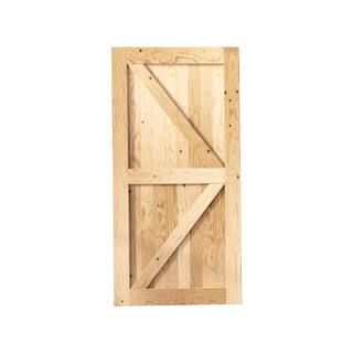 48 in. x 84 in. 5-in-1 Design Solid Natural Pine Wood Panel Interior Sliding Barn Door Slab with ... | The Home Depot