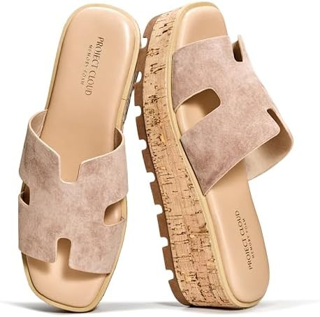 Project Cloud 100% Genuine Leather Wedge Platform Sandals Women Footwear - Memory Foam Insole and... | Amazon (US)