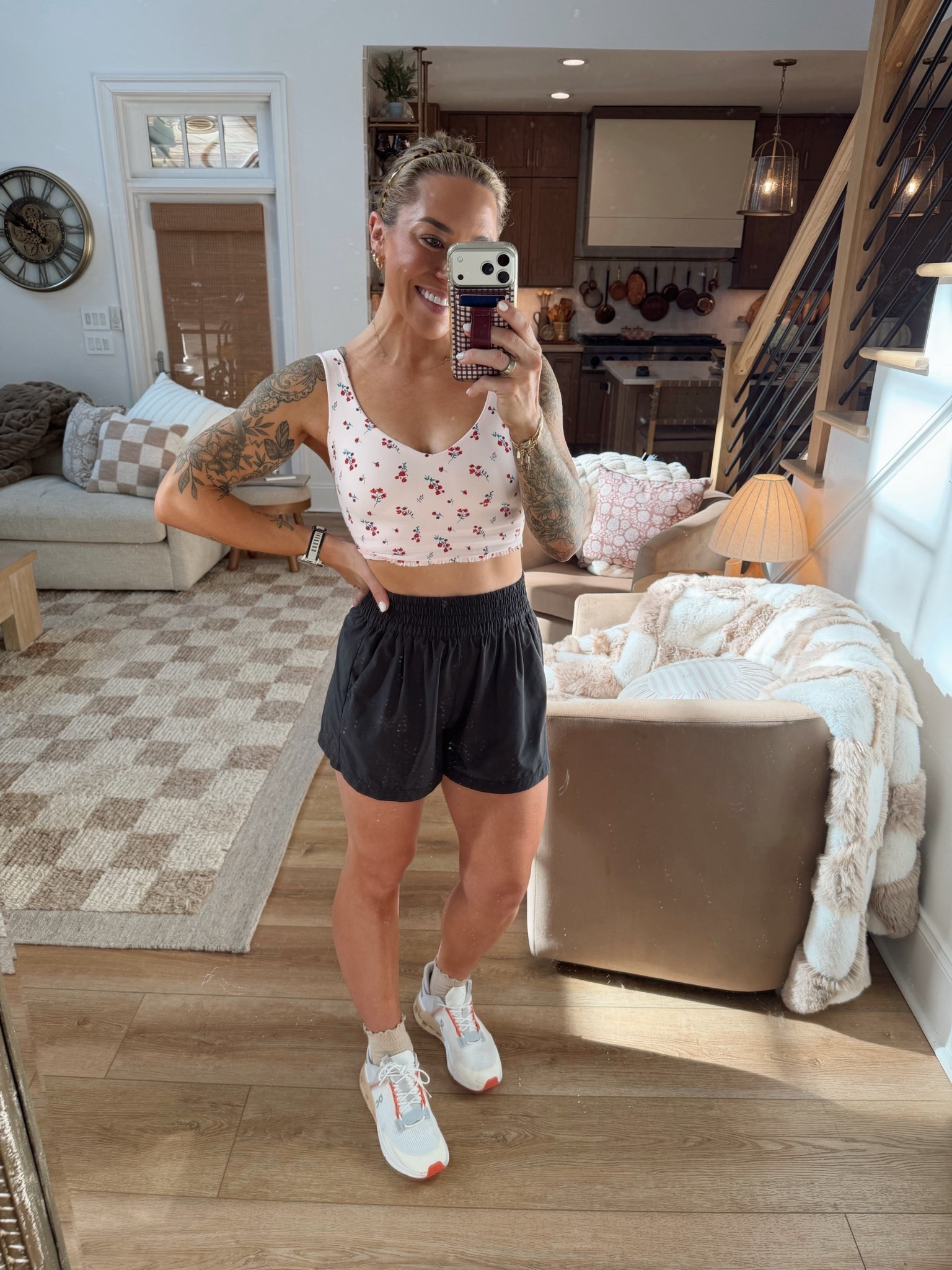 Love this girly bra top 💕 the floral + ruffle detailing is so cute! In the S! & my fave shorts ever - S! 

Spring finds / target / ootd / Vuori / athleisure / Holley Gabrielle / activewear 

#LTKFindsUnder50 #LTKActive #LTKFindsUnder100