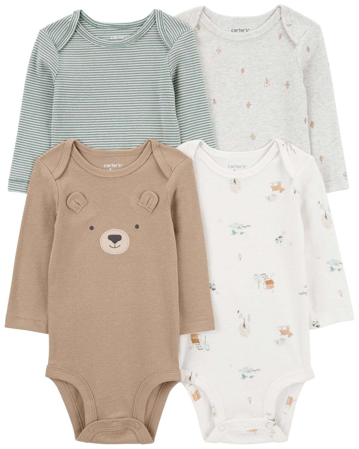 Baby 4-Pack Bear Long-Sleeve Bodysuits - Carter's | Carter's | Carter's Inc