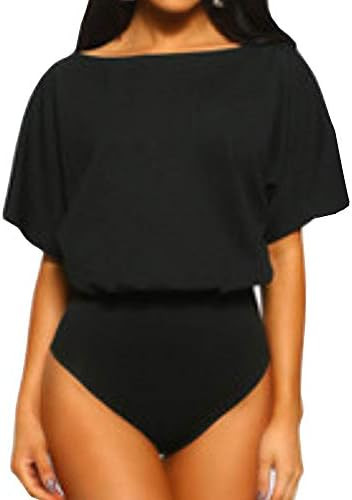 LINMON Women’s Bodysuits Slash Neck Dolman Sleeve T Shirt Leotard Jumpsuit Tops | Amazon (US)