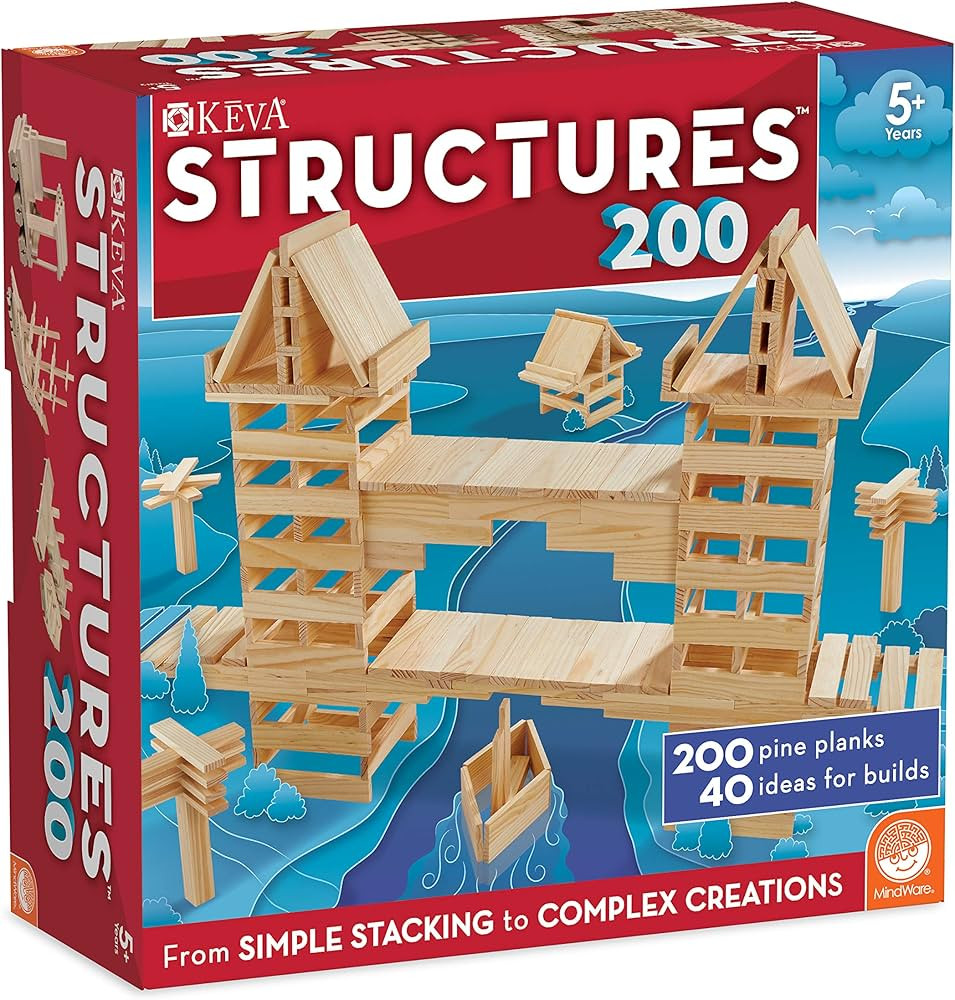 KEVA Structures 200 Wood Building Planks Set - Building Toy Includes 200 Wooden Blocks and Idea B... | Amazon (US)