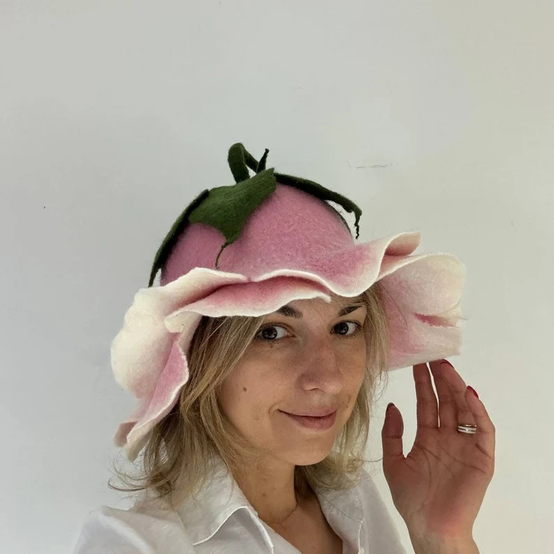 Flower Sauna Hat for Woman, Felted Wool Hat, Pixie Hat, Elf Hat, Festival Happy Hat - Etsy | Etsy (US)