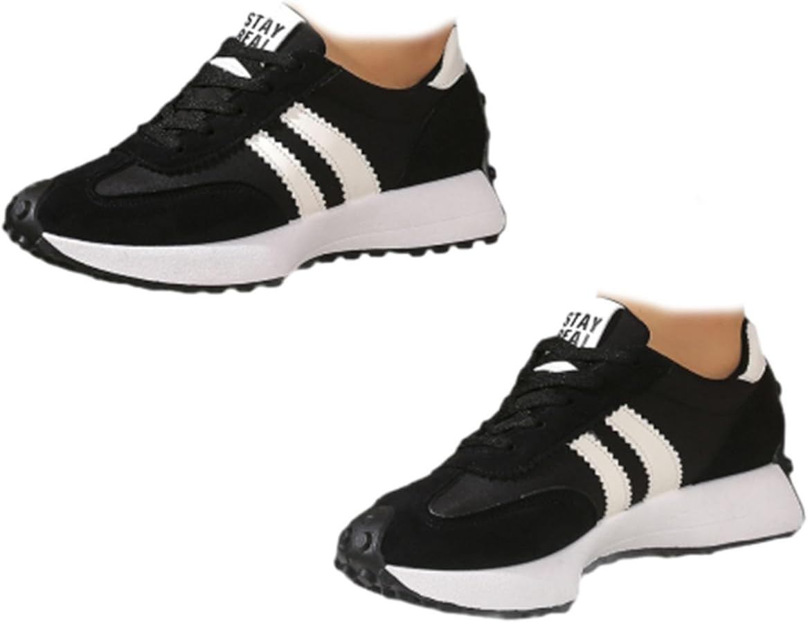 Women's Fashion Thick Sole Sneakers, Casual Lace-up Tennis Running Shoes Stylish Comfortable Bloc... | Amazon (US)