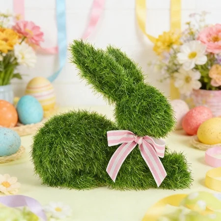 Easter Bunny Decorations,13*16in Faux Grass Sitting Bunny Decoration,Garden Artificial Moss Rabbit Easter Décor Easter Party Favors Gifts | Walmart (US)