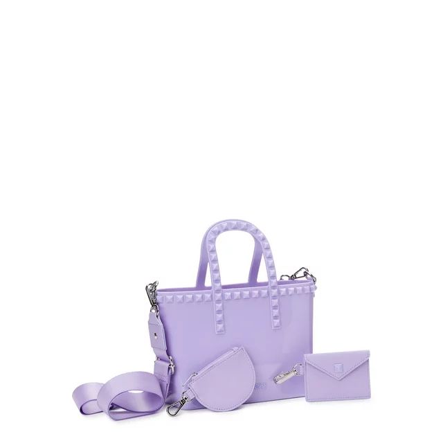 Madden NYC Women's Jelly Studded Mini Tote with Removable Pouch Purple | Walmart (US)