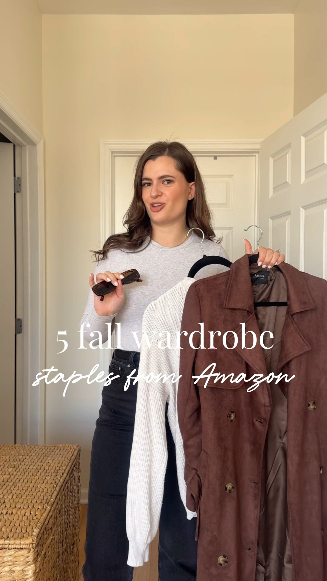 Sharing some fall fashion finds from Amazon that you should add to cart! Brown trench coat, two pairs of elongated sunnies, a white pullover knit sweater, a brown long sleeve mini dress and a studded purse! 

#LTKSeasonal #LTKStyleTip #LTKFindsUnder100