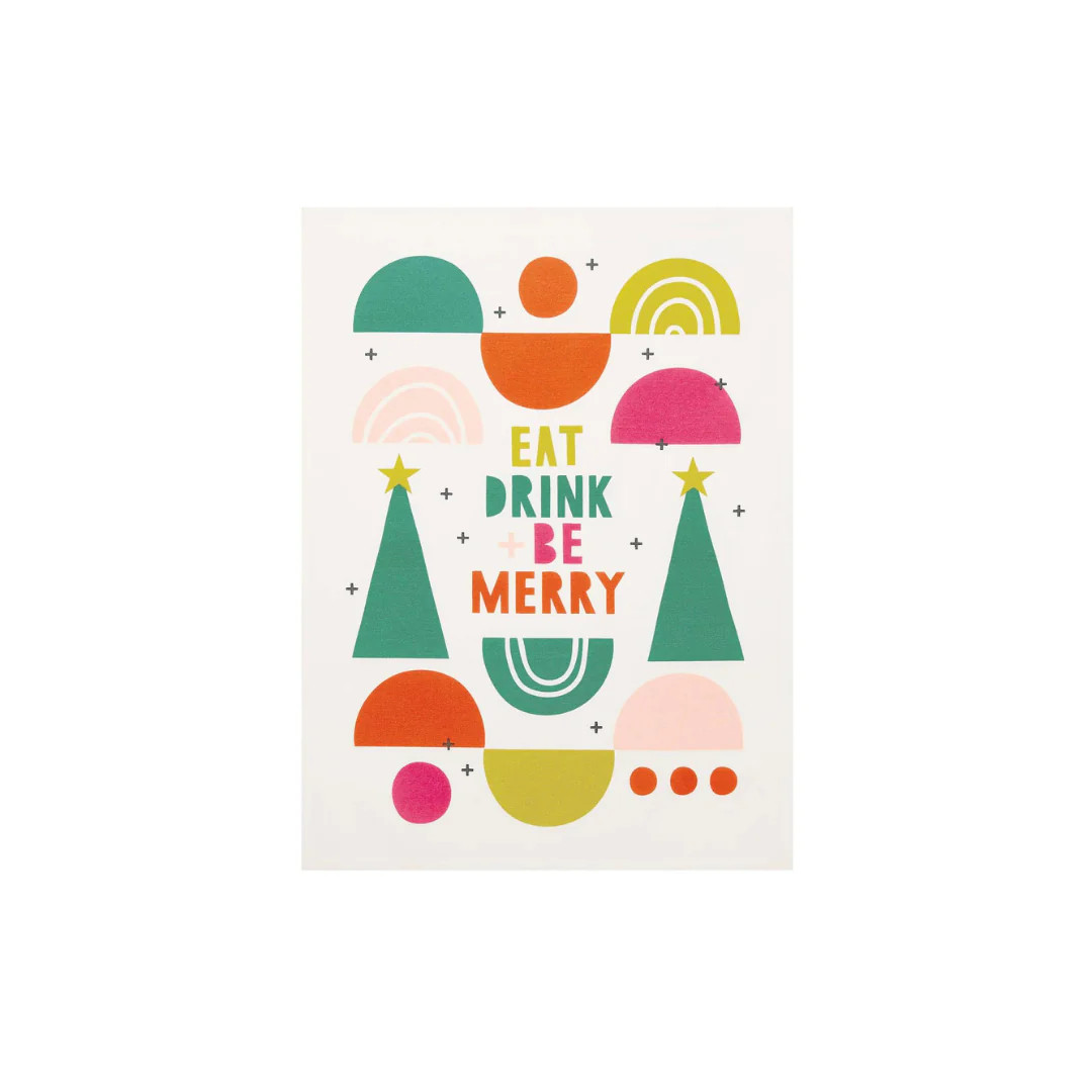 Eat Drink Be Merry Tea Towel | Pink Antlers