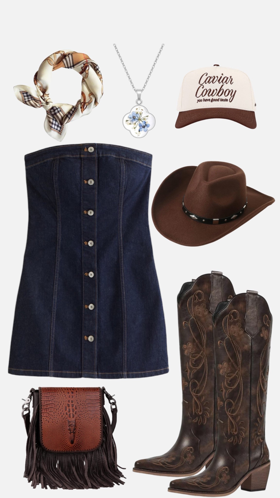 Rodeo ready with this cute western look! Which concert would you wear this to? 

#westernwear #denimdress #rodeo #springbreakoutfit #cowboyboots

#LTKFindsUnder100 #LTKWatchNow #LTKStyleTip