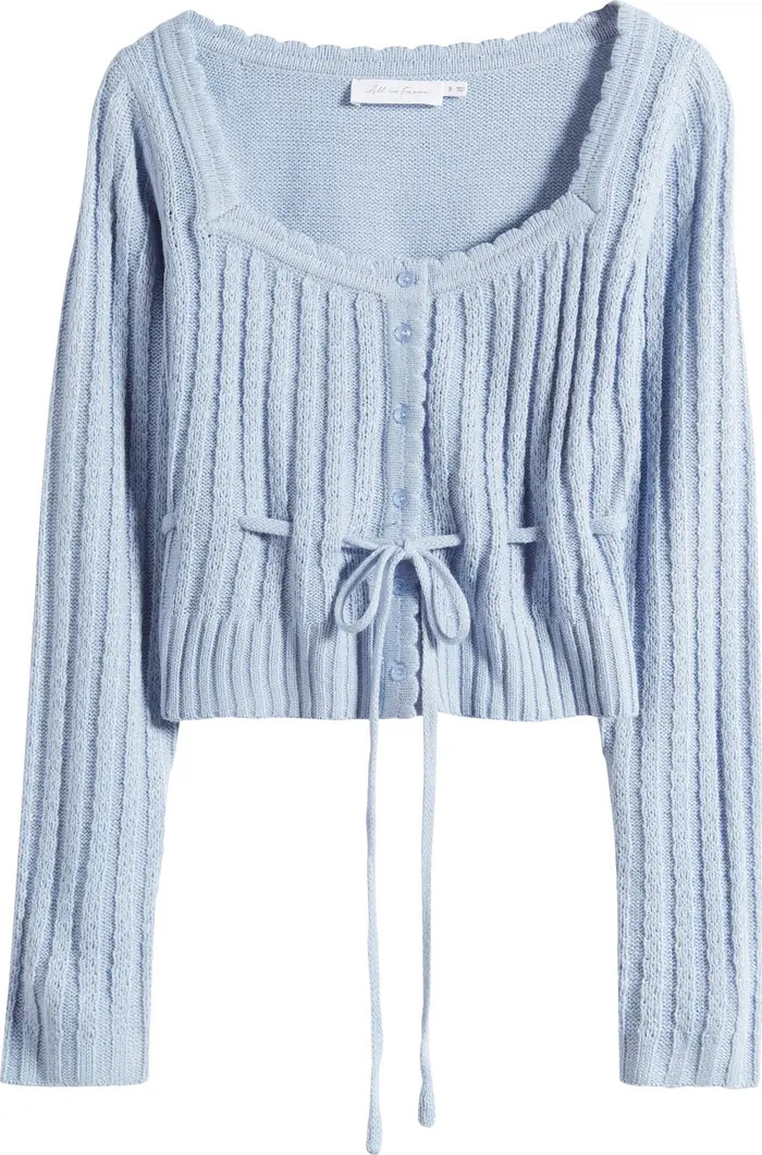 Drawstring Square Neck Cardigan | Nordstrom